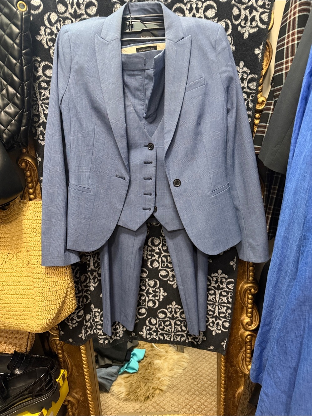 Banana Republic Light Blue Three-Piece Suit - Blazer, Vest & Trousers
